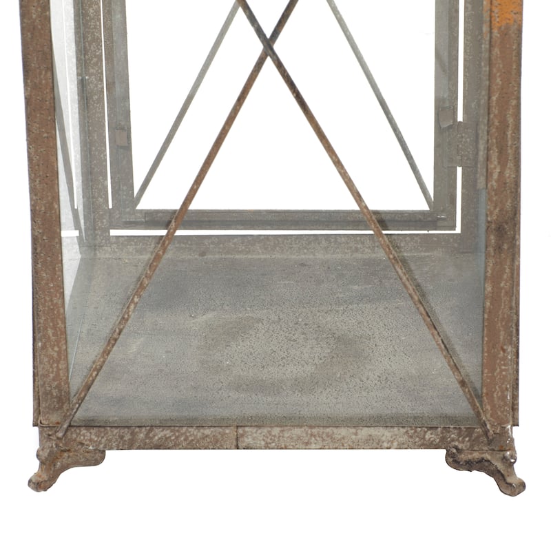 Metal Decorative Candle Lantern - Set of 2 Brown - Roche River Decor - 9"W x 9"L x 24"H