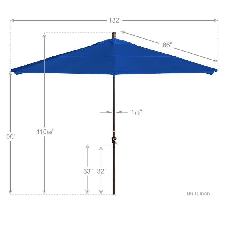 California Umbrella 11' Round Aluminum Crank Open Auto Tlit Patio Umbrella, Bronze Finish, Double Wind Vent.