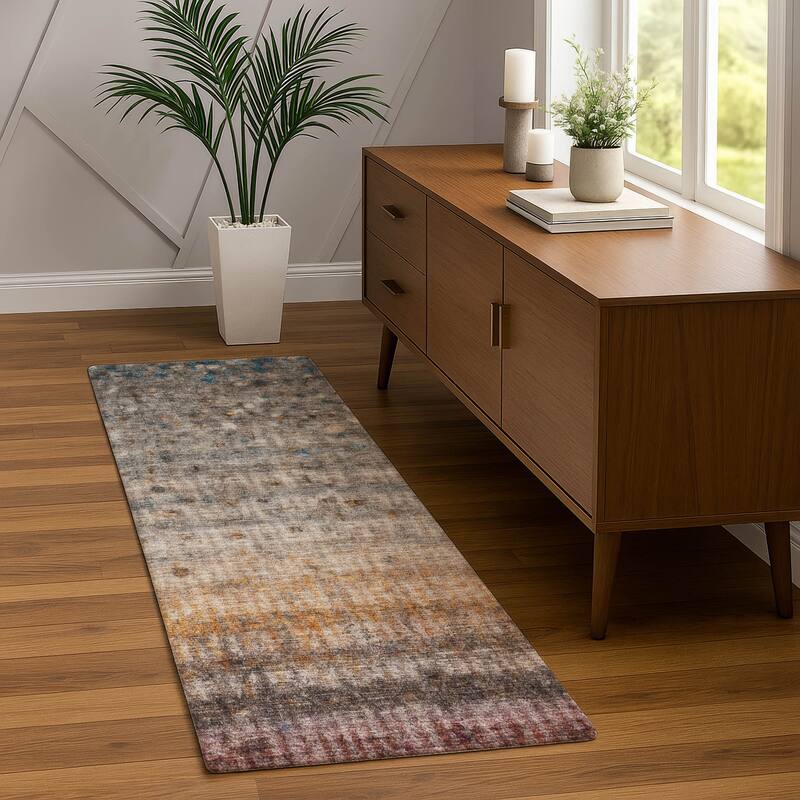 Machine Washable Indoor/ Outdoor Ombre Stripes Chantille Rug