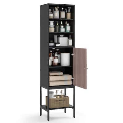 Costway 57" Bathroom Tall Cabinet with 1 Door and 4 Shelves - See Details