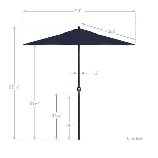dimension image slide 8 of 20, North Bend 7.5 Crank Lift Auto Tilt Patio Umbrella with Outdoor Rated Olefin Fabric by Havenside Home