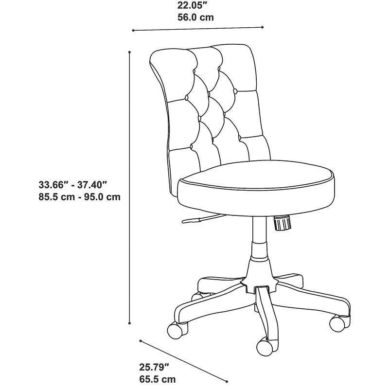 Bush Furniture Fairview Mid Back Tufted Office Chair in Antique White - 22.05"L x 25.79"W x 33.66"H