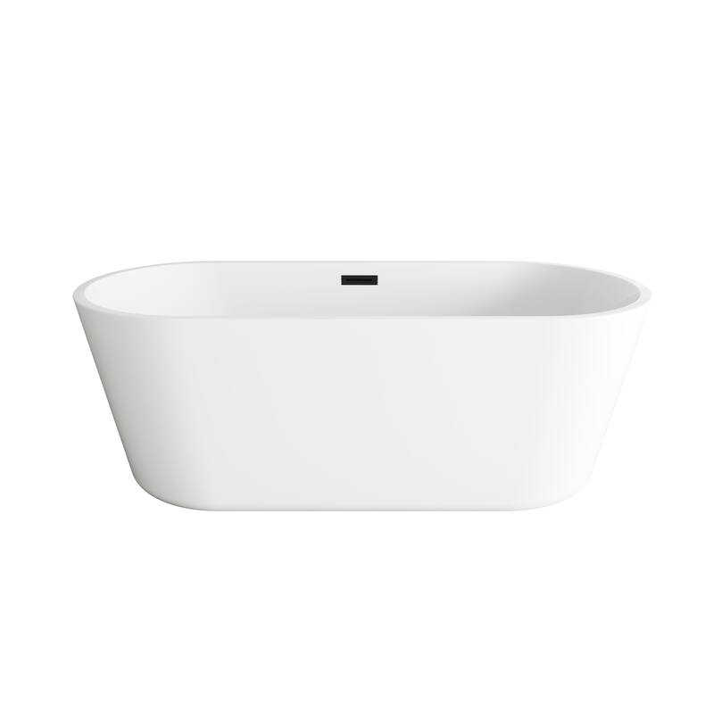 Odell Soaking Bathtub in Glossy White - Glossy White with Matte Black Trim - 23"