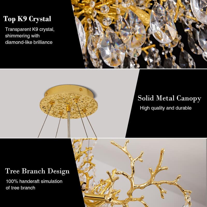 KAYLA 47.2" 14-Lights Gold Luxury Crystal Linear Chandelier - N/A