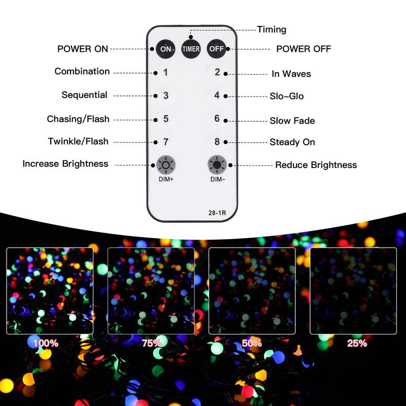 32.8/65.6FT Outdoor LED Pulg In 300/550-Bulb Mini String Lights