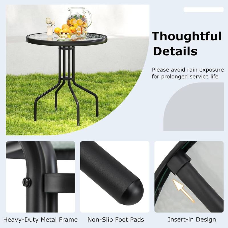 27.5" Outdoor Bistro Table Patio Round Dining Table w/ Umbrella Hole