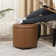 preview thumbnail 10 of 49, Adeco Faux Leather Round Storage Ottoman with Tufted