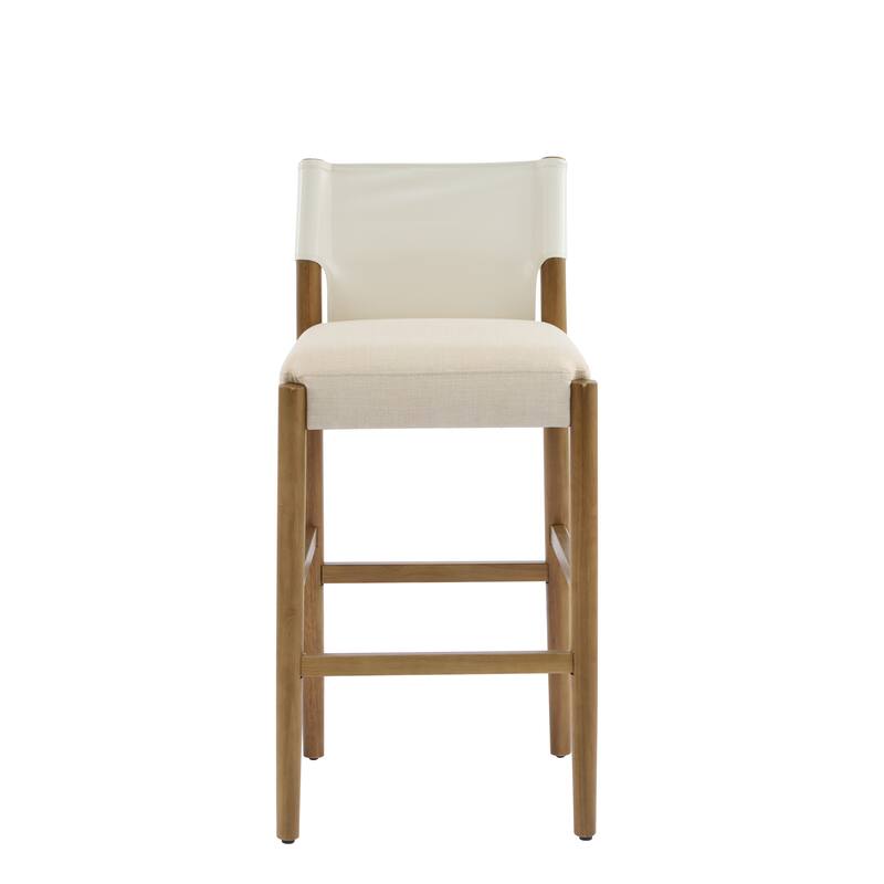 Christopher Knight Home - Mika Modern 28.5" Wood Barstool Set with Neutral Polyester Cushion for Kitchen Island or Home Bar