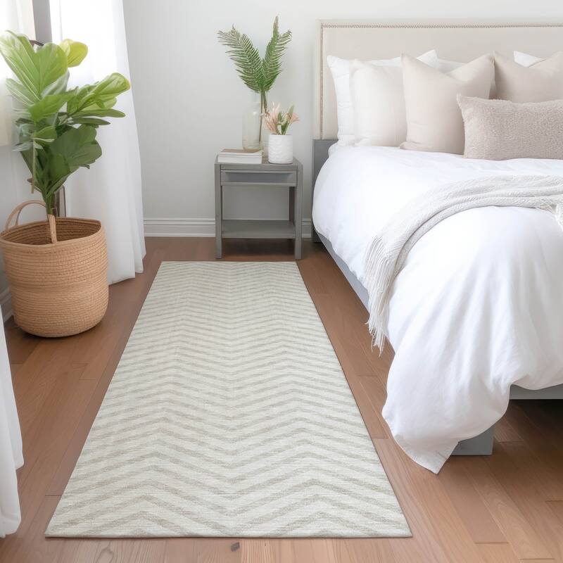 Premium Washable Super Soft Modern Chevron Mayfield Rug - Ivory - 2'3" x 7'6"