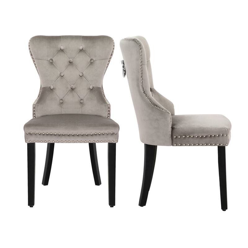 Grandview Tufted Upholstered Dining Chair (Set of 2) with Nailhead Trim and Ring Pull