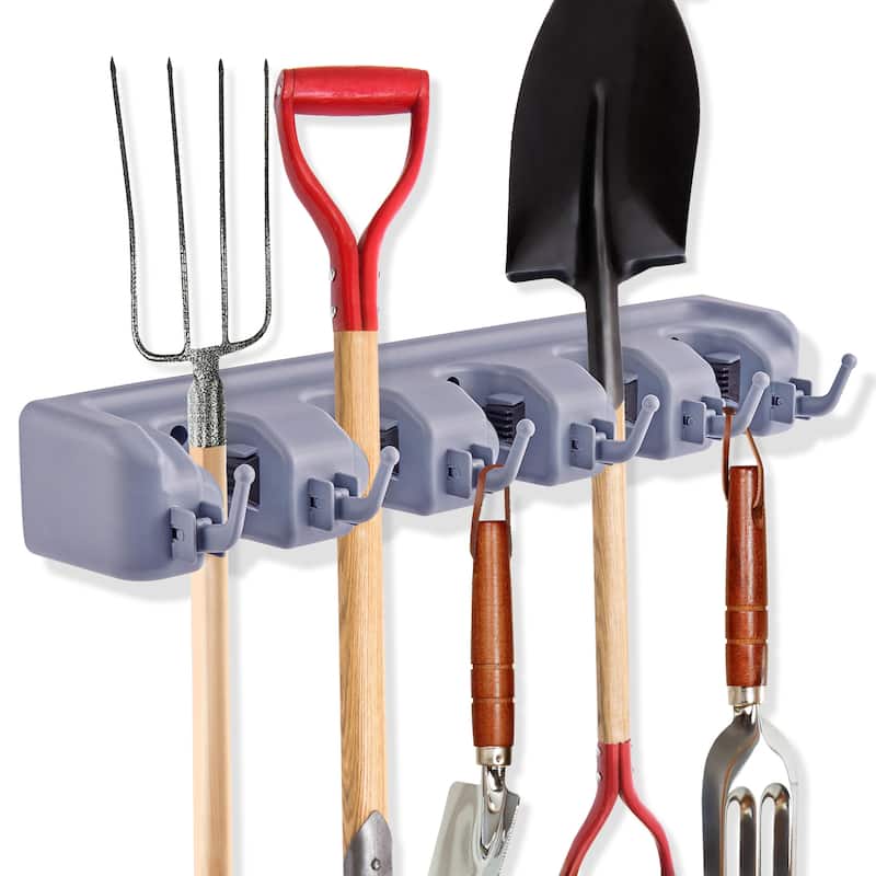 Sorbus Wall-Mounted Garage & Garden Tool Organizer 16" Wide Plastic Holder for Brooms, Tools, Essentials (1 Pack and 2 Pack)