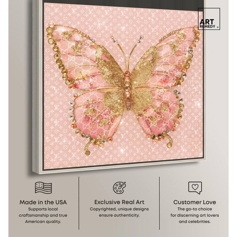 Glittering Elegant Butterfly Blush Canvas by Art Remedy