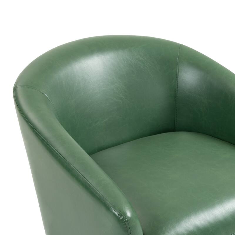 2 Set Vegan Leather Armchair Barrel Swivel Accent Chairs