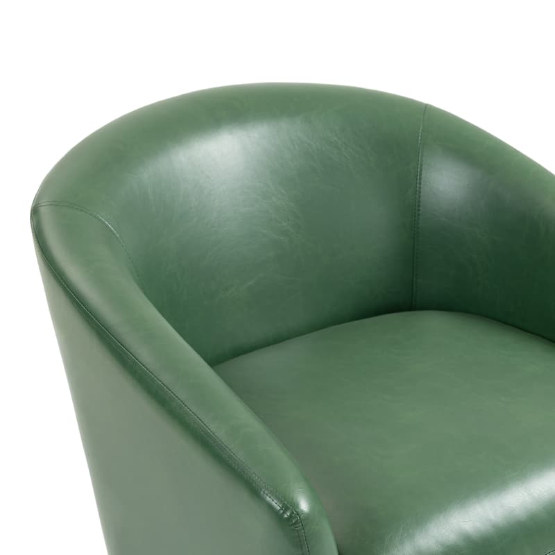 Vegan Leather Upholstered Swivel Barrel Accent Chair