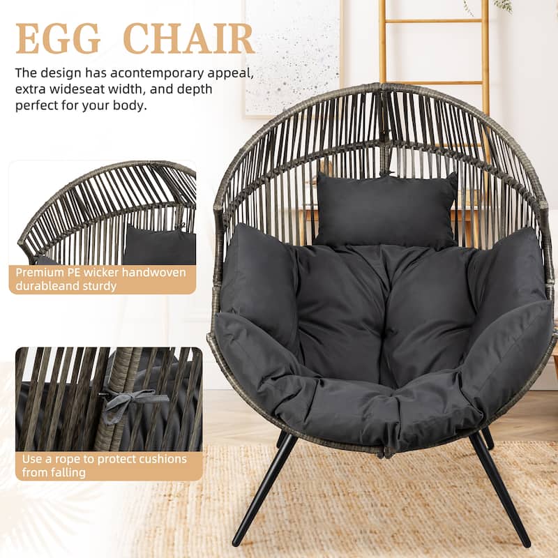 Futzca Wicker Egg Chair with Cushion
