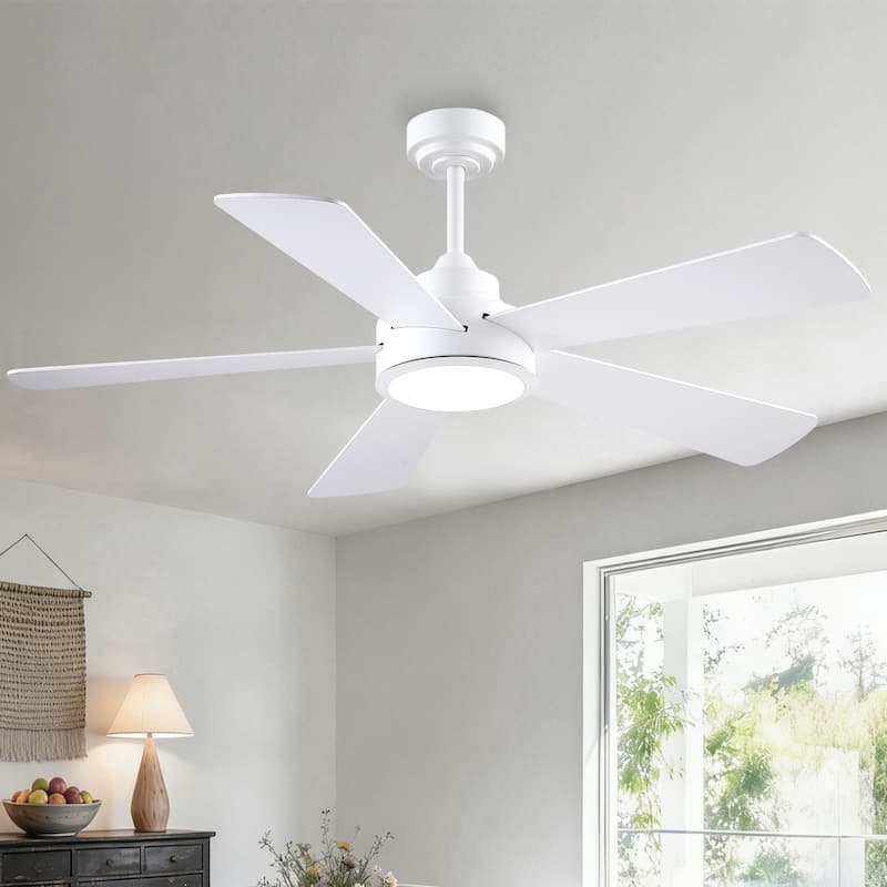Kviflon 46" and 52" Indoor Ceiling Fan with Light Quiet Modern Ceiling Fan Remote and APP Conrol - 52“-White2
