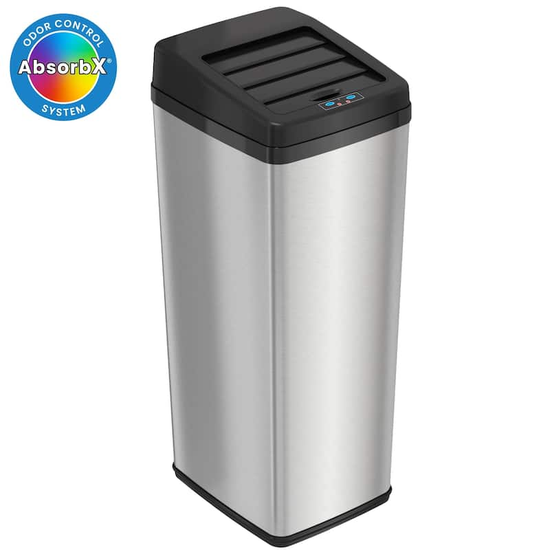 iTouchless 14 Gal Stainless Steel Sliding Lid Sensor Kitchen Trash Can