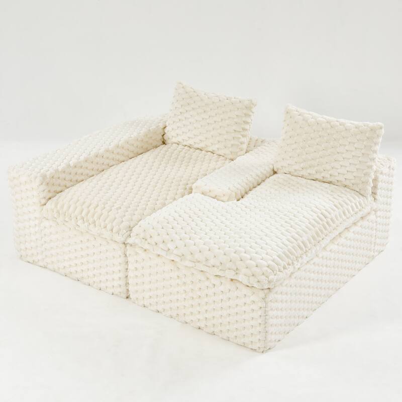 L-Shaped Sleeper Sectional Sofa Convertible Straight Sofa, Loveseat and Chaise Lounge Set for Living Room