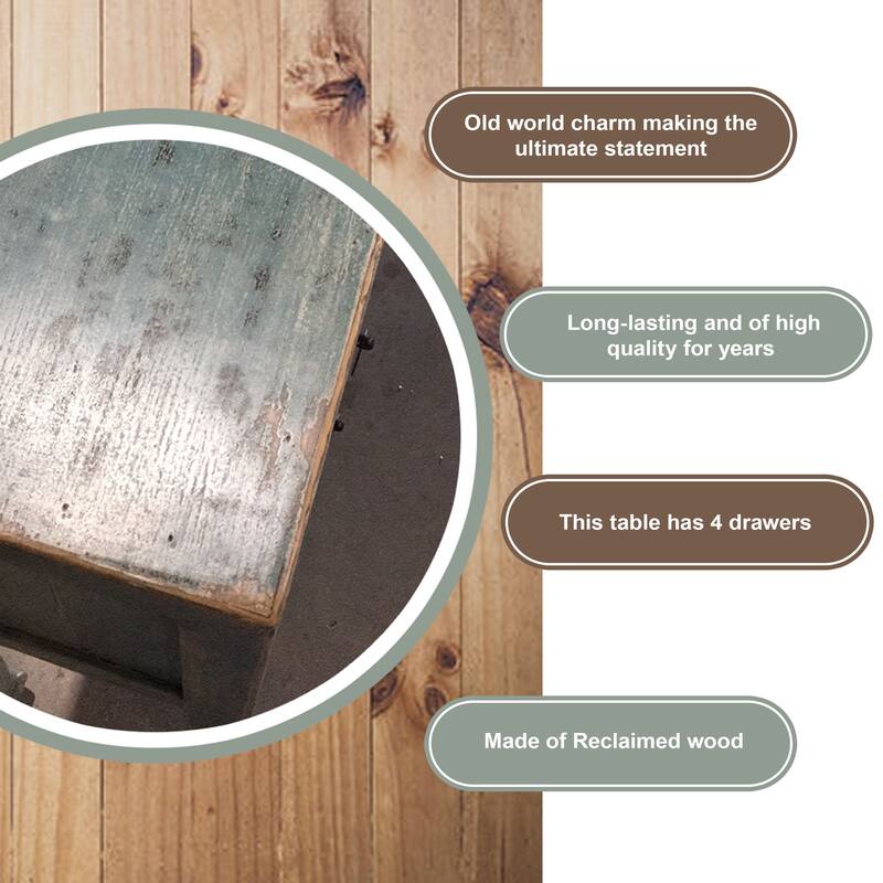 Artissance Console Table w/4 Drawers, 39" Long, Weathered Soft Aqua