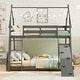 preview thumbnail 19 of 28, Costway Twin Over Queen Bunk Bed House Shaped Bed Frame with Climbing - See Details
