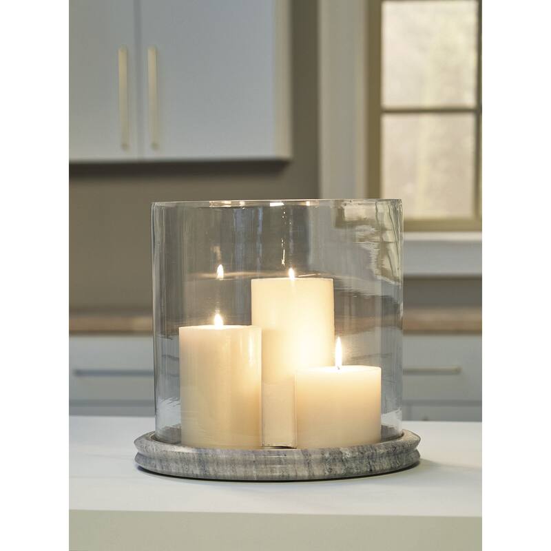 Signature Design by Ashley Saskia Candle Holder - Beige/Clear