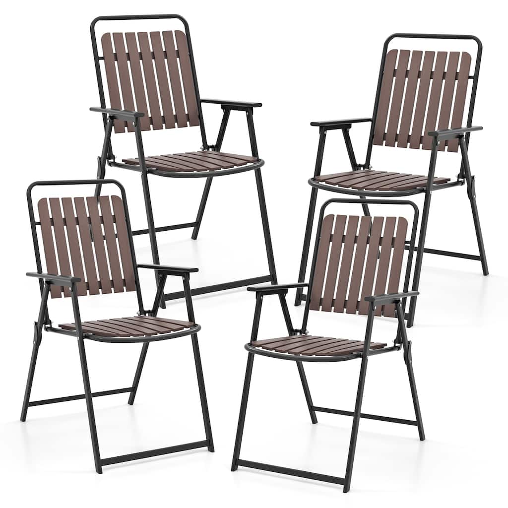 Gymax 4 pcs Patio Folding Chairs Portable Outdoor Dining Chairs w/ PP