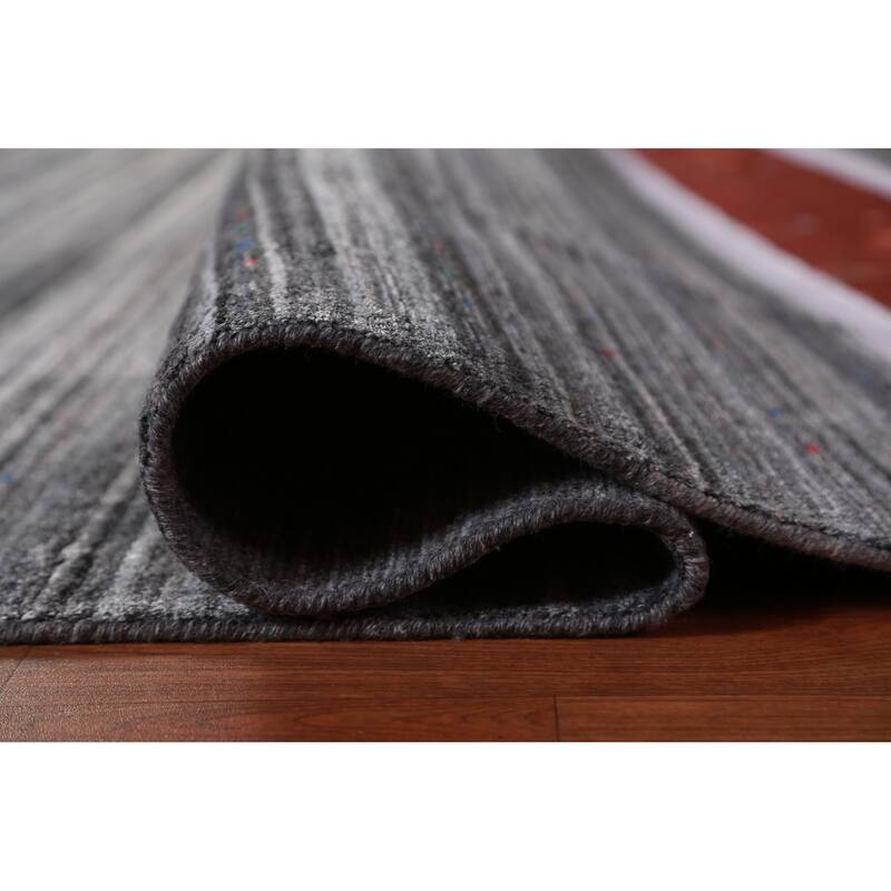 Hand Knotted Oriental 100% Wool Carpet Tribal Tribal Greys & Charcoal Gabbeh Area Rug - 10' 1'' X 8' 3''