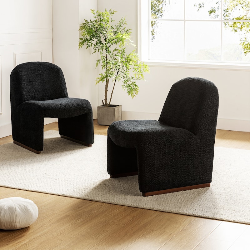 Roberto Mid-century Accent Chair with Hardwood Legs Set of 2 by HULALA HOME - Black