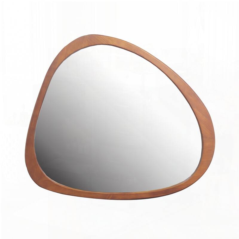 Solid Wood Wall Mirror Wooden Framed Mirror Large Sized Dressing Mirror - Walnut