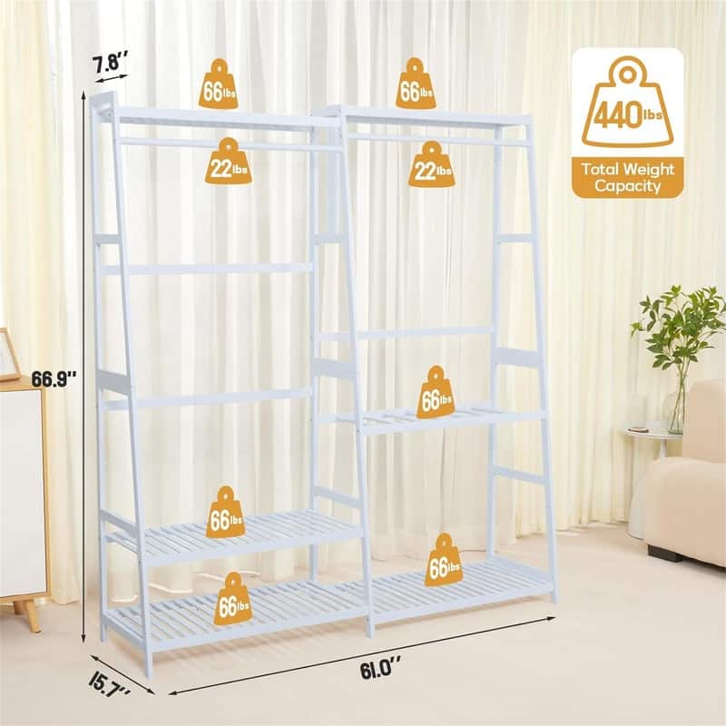 Clothes Rack Heavy Duty Garment Racks - 15.74"D x 61"W x 67"H