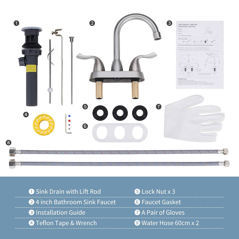 WOWOW 4 Inch Centerset Bathroom Faucet