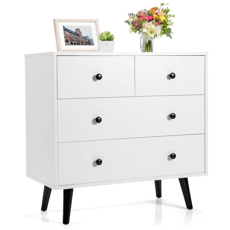 Gymax 4-drawer Storage Dresser Chest of Drawers Storage Cabinet - White - 4-drawer