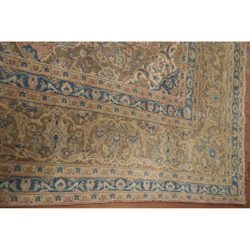 Hand Knotted Oriental 100% Wool Carpet Traditional Floral Pink Mashad Area Rug - 12' 5'' X 9' 4''