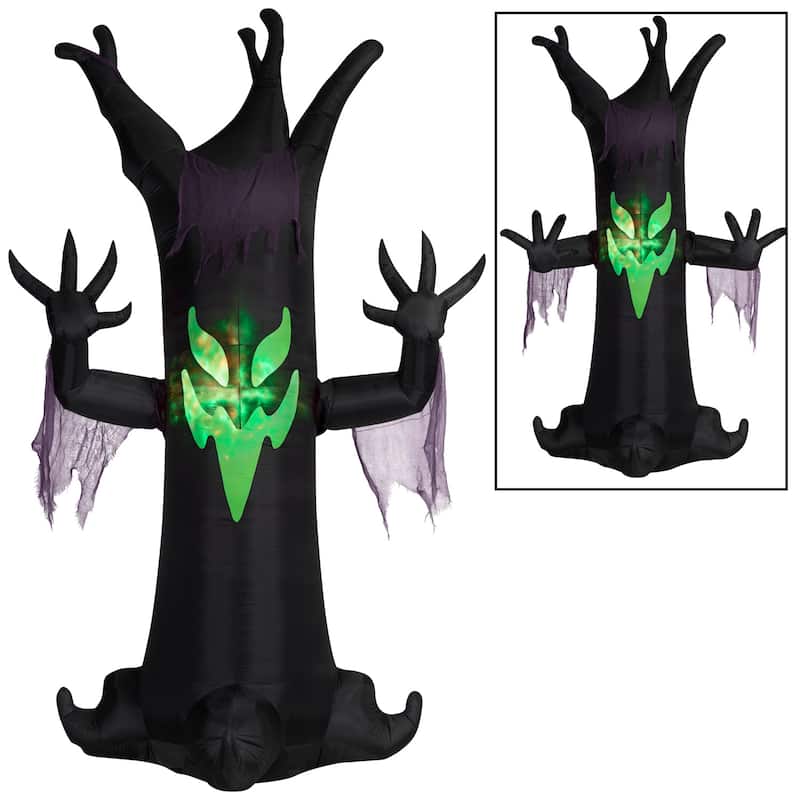 Gemmy Giant Animated Airblown Inflatable Scary Tree w/ Fire & Ice Light Effect, 10.5 ft Tall