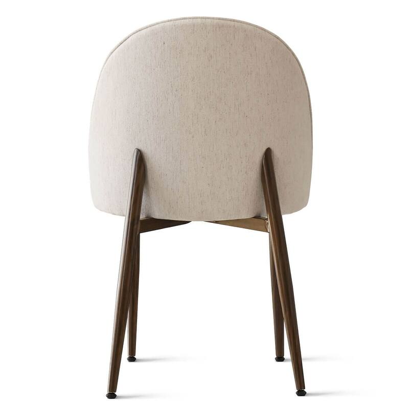 Modern Dining Set with Walnut Look Table and Upholstered Chairs for 4