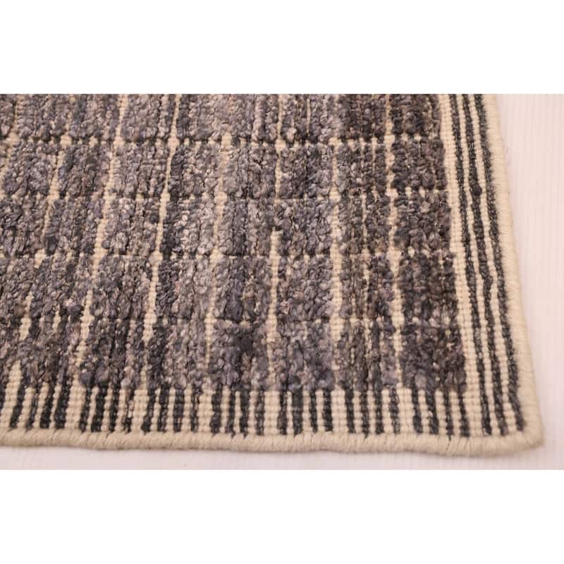 ECARPETGALLERY Hand Loomed Ananda Dark Grey Silk Rug - 9'5 x 13'4