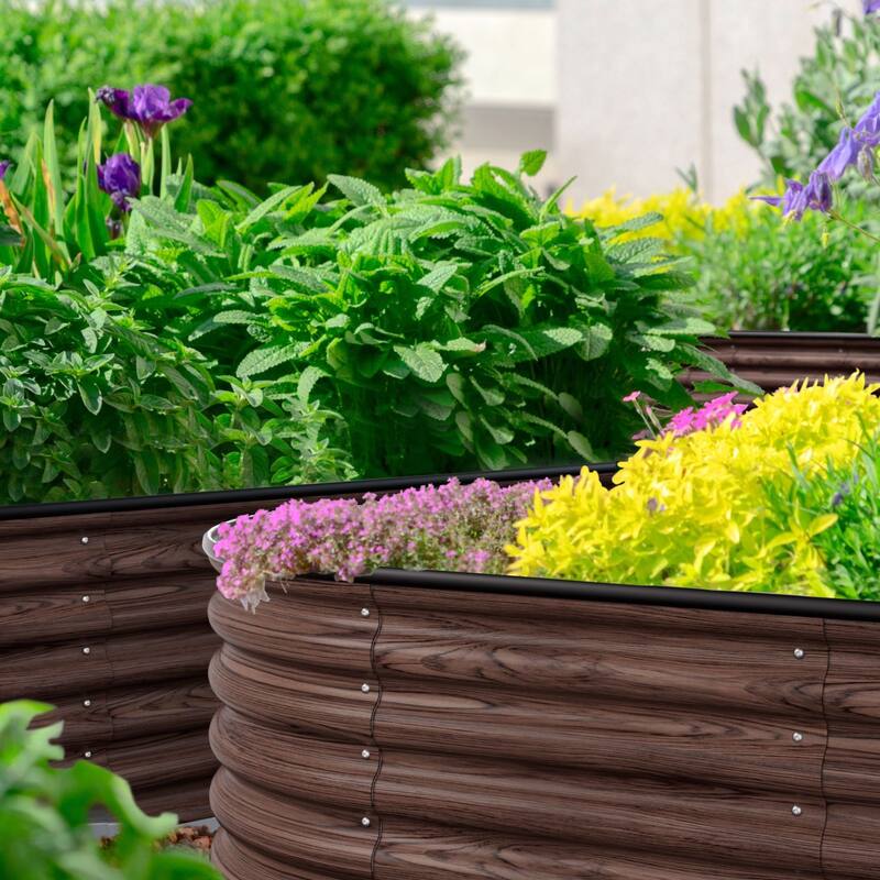 VEIKOUS 9-in-1 Modular Galvanized Metal Raised Garden Bed Kit for Outdoor Planters