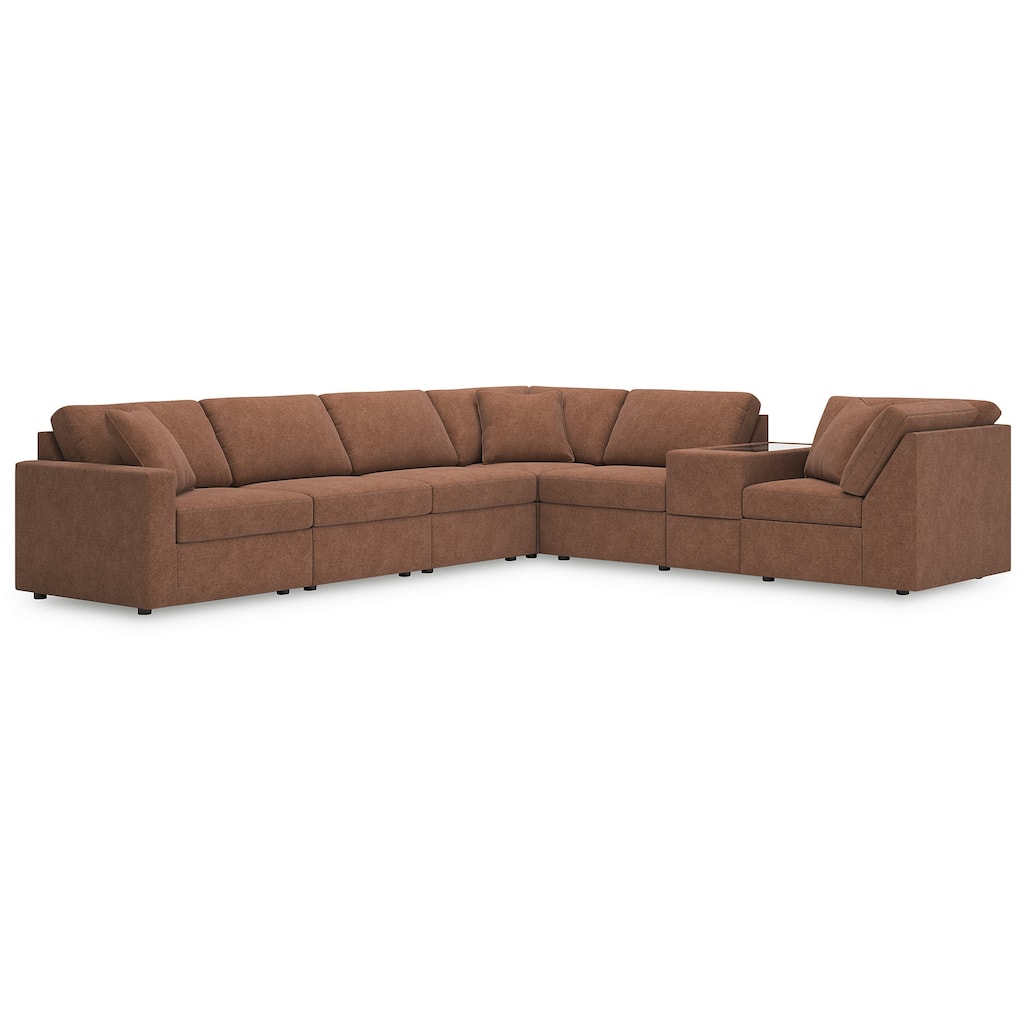 Signature Design by Ashley Modmax Orange 7-Piece Sectional with Storage Console - 138"W x 86"D x 36"H
