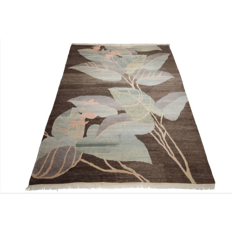 8'10''x11'6'' Hand Knotted Wool Brown Tibetan Art Deco Plush Pile Rug - 8' 10'' x 11' 6''