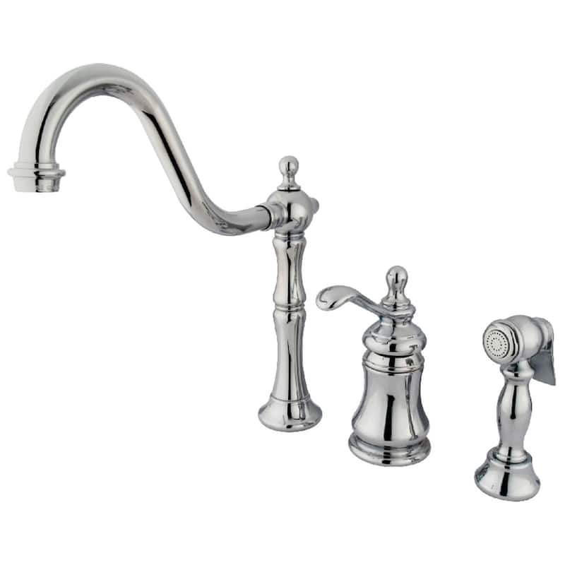 Kingston Brass Templeton Single-Handle Widespread Kitchen Faucet with Brass Sprayer in Polished Chrome
