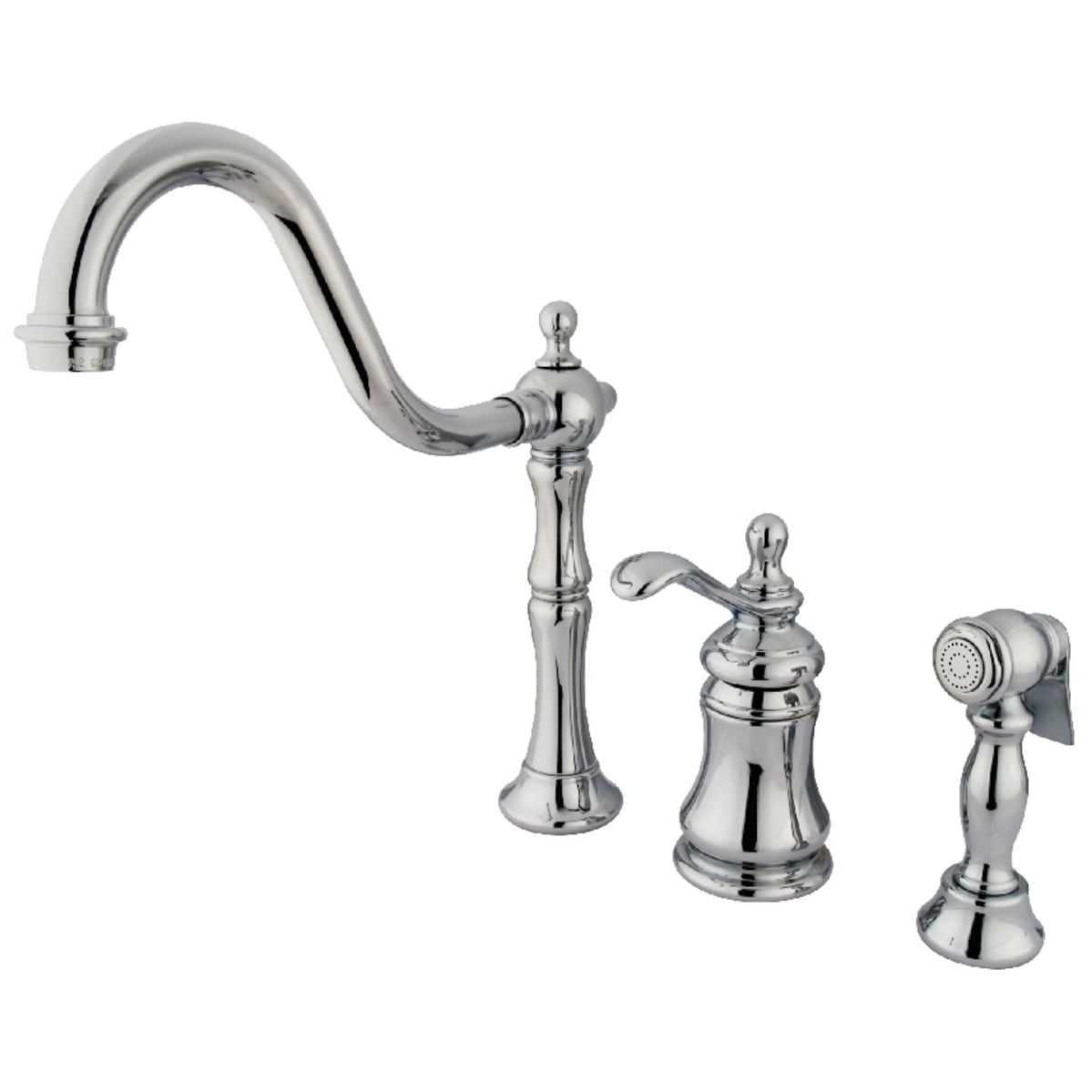Kingston Brass Templeton Single-Handle Widespread Kitchen Faucet with Brass Sprayer in Polished Chrome