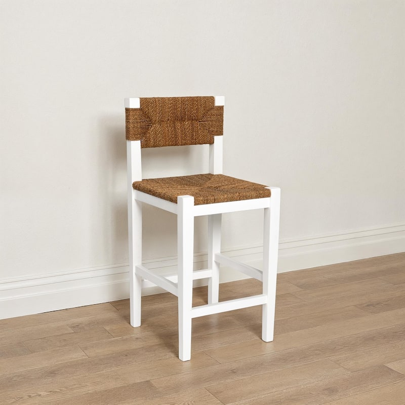Willowbrook Solid Wood and Natural Woven Seagrass Rope Counter Stool