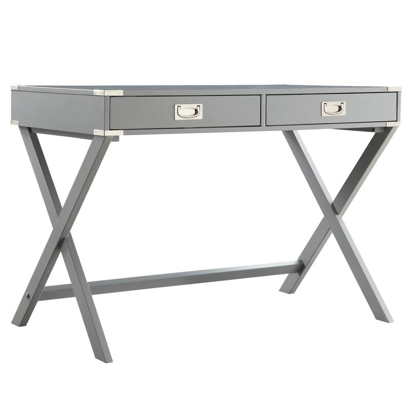 Kenton X Base Wood Accent Campaign Writing Desk iNSPIRE Q Modern - Grey