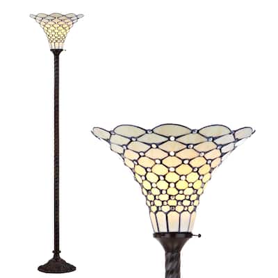 Lee Tiffany-Style 70" Torchiere LED Floor Lamp, Bronze by JONATHAN Y - 70" H x 15" W x 15" D