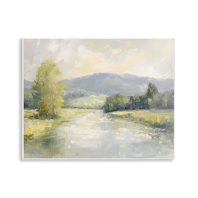 Stupell Abstract River & Mountain Scene Wall Plaque Art Design By Petal Prints Design
