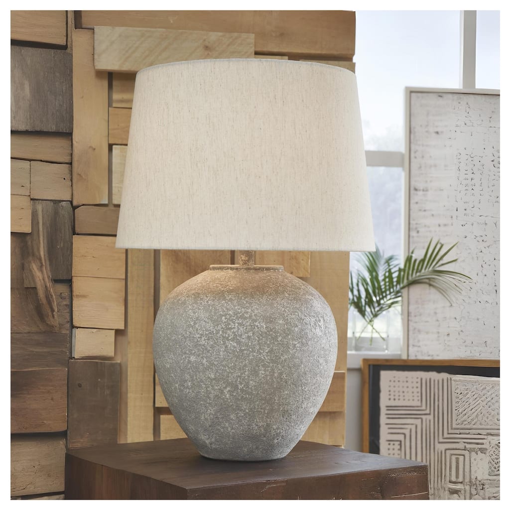 Signature Design by Ashley Dreward Distressed Gray Table Lamp - 17"W x 17"D x 25"H