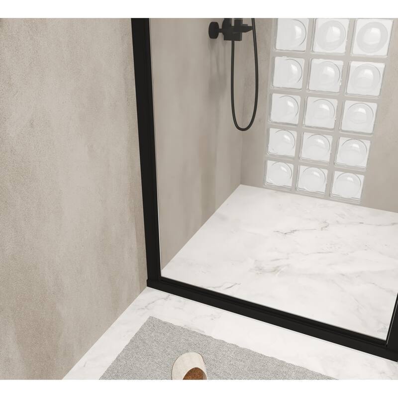 Pivot Semi-Frameless Shower Door in Matte Black Finish