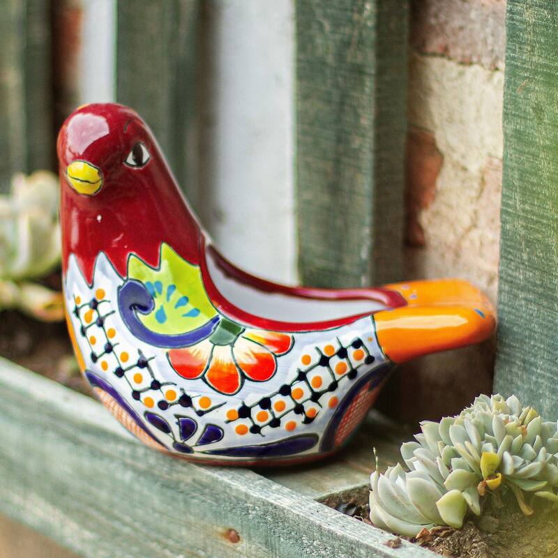 Novica Handmade Sweet Dove Ceramic Flower Pot