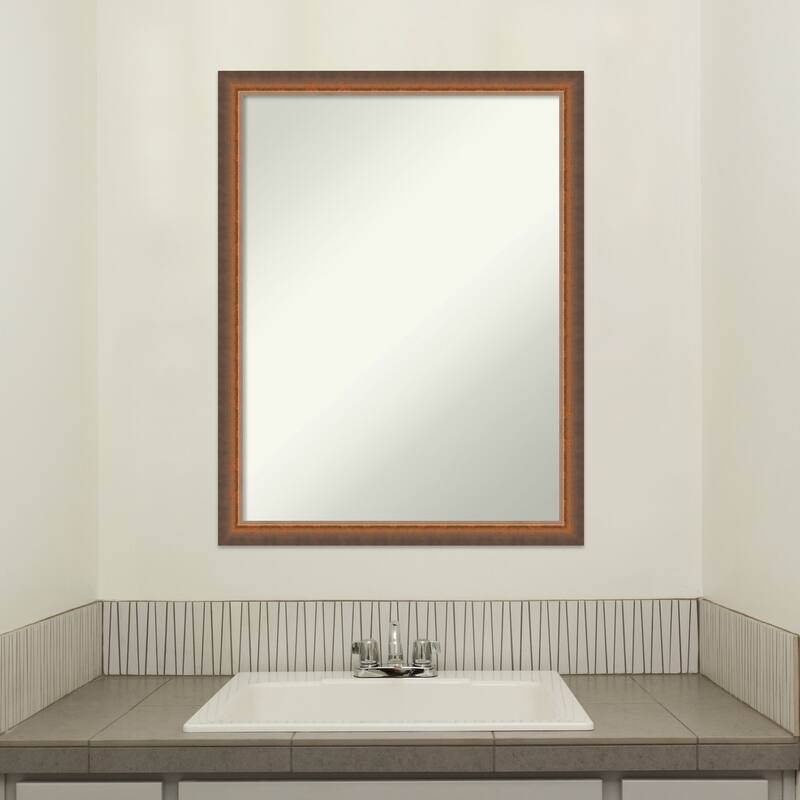 Two Tone Non-Beveled Wood Framed Bathroom Vanity Wall Mirror