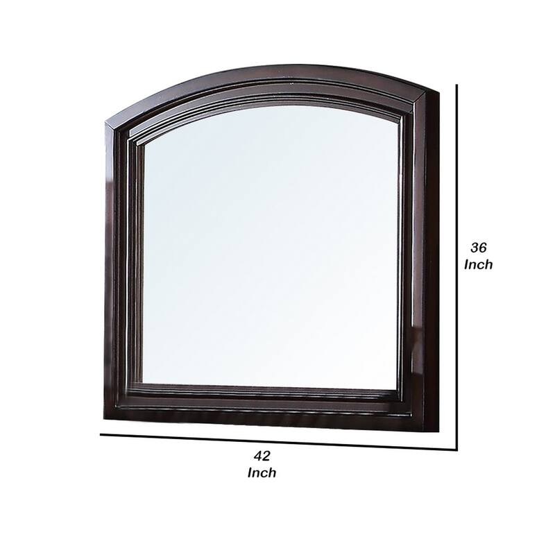 Wooden Mirror with Raised Frame and Molded Details, Brown